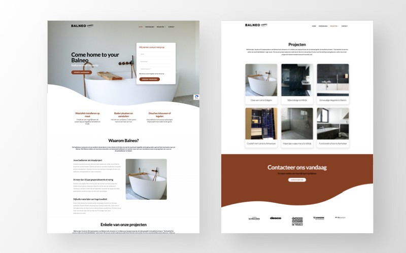 The homepage and the project gallery.