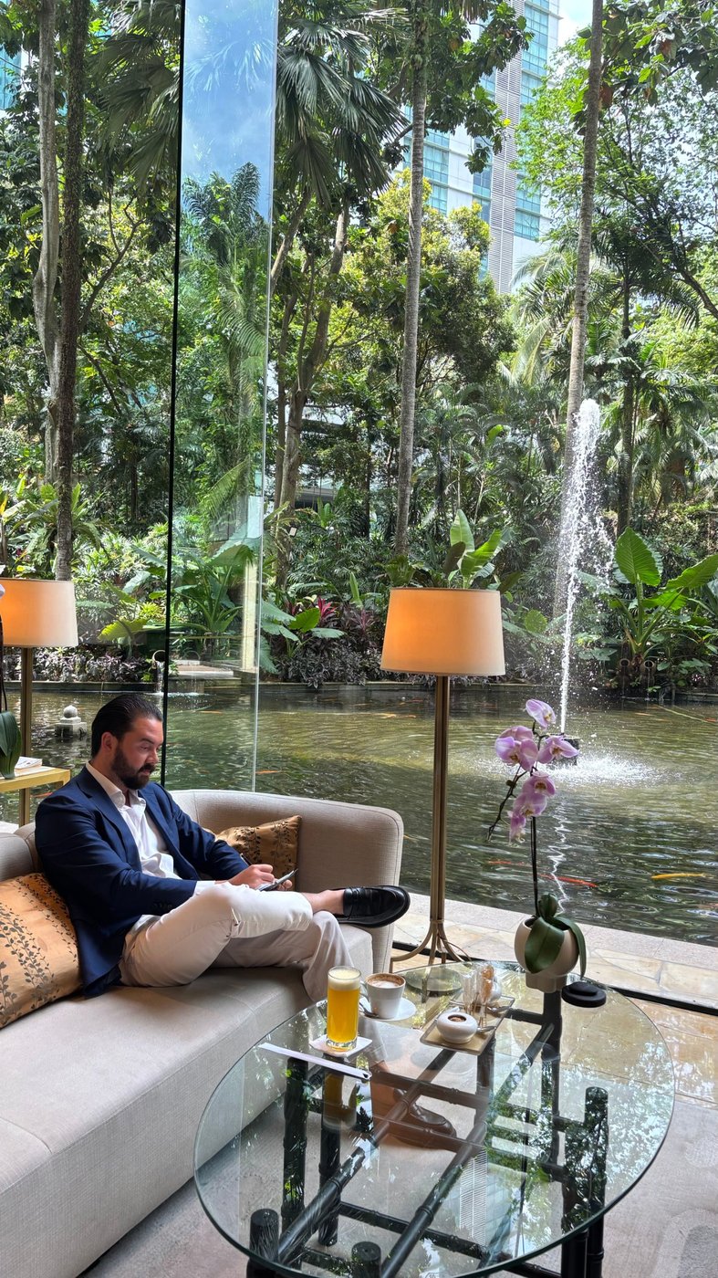 Between meetings in Asia.